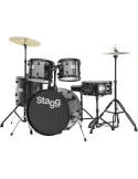  STAGG TIM120B BK Batería estándar de 20 ", 5 cascos de tilo (6 capas) + herrajes y platillos|MusicGoodDeal 