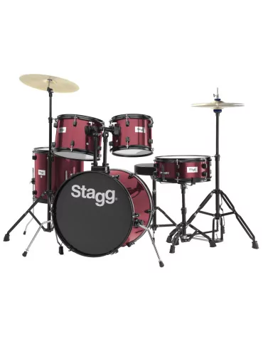  STAGG TIM120B WR 5-piece, 6-ply basswood, 20" standard drum set with hardware & cymbals|MusicGoodDeal 