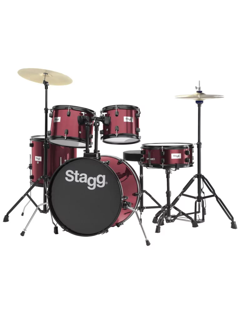  STAGG TIM120B WR 5-piece, 6-ply basswood, 20" standard drum set with hardware & cymbals|MusicGoodDeal 