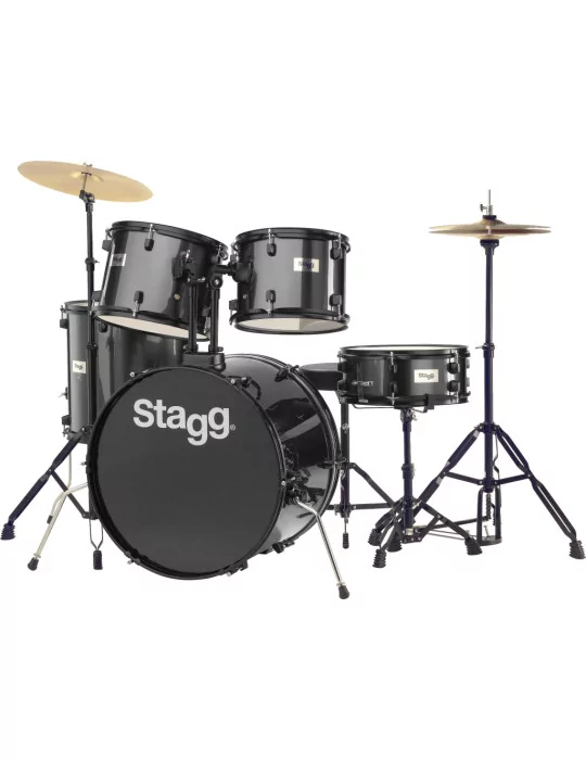  STAGG TIM122B BK Batería estándar de 22 ", 5 cascos de tilo (6 capas) + herrajes y platillos|MusicGoodDeal 