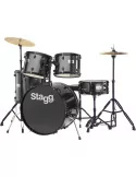  STAGG TIM122B BK 5-piece, 6-ply basswood, 22" standard drum set with hardware & cymbals|MusicGoodDeal 