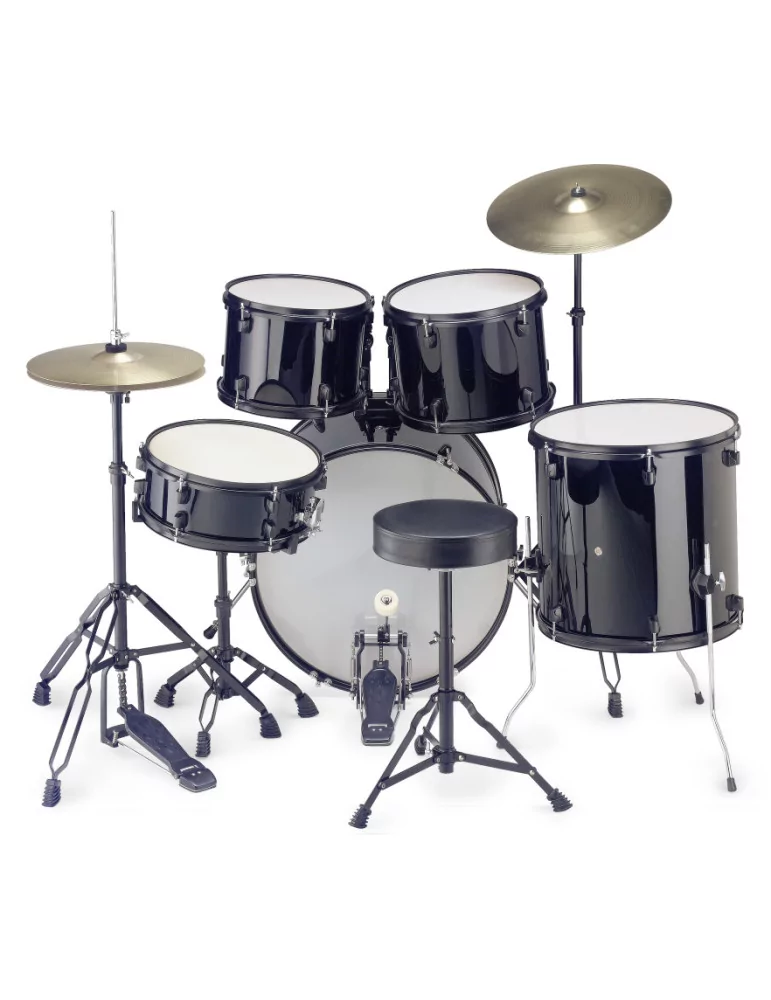  STAGG TIM122B BK Batería estándar de 22 ", 5 cascos de tilo (6 capas) + herrajes y platillos|MusicGoodDeal 