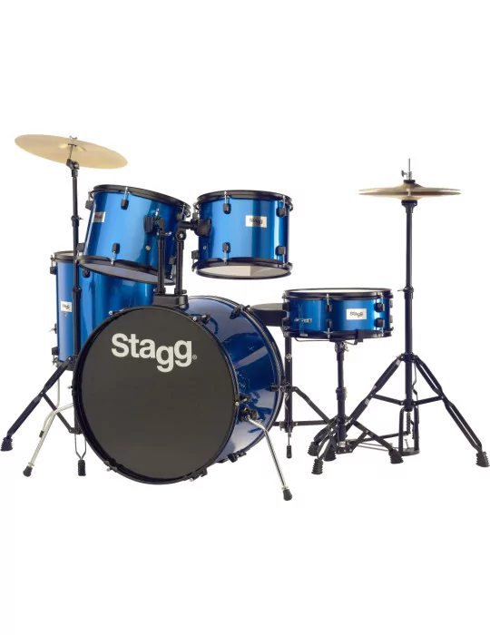  STAGG TIM122B BL Batería estándar de 22 ", 5 cascos de tilo (6 capas) + herrajes y platillos|MusicGoodDeal 