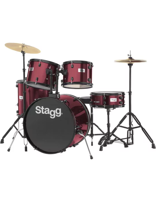  STAGG TIM122B WR Batería estándar de 22 ", 5 cascos de tilo (6 capas) + herrajes y platillos|MusicGoodDeal 