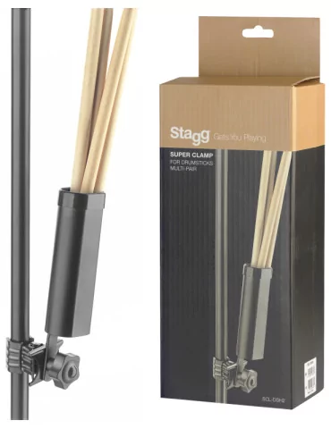 STAGG SCL-DSH2 Drumstick holder, multiple pairs, with clamp|MusicGoodDeal 