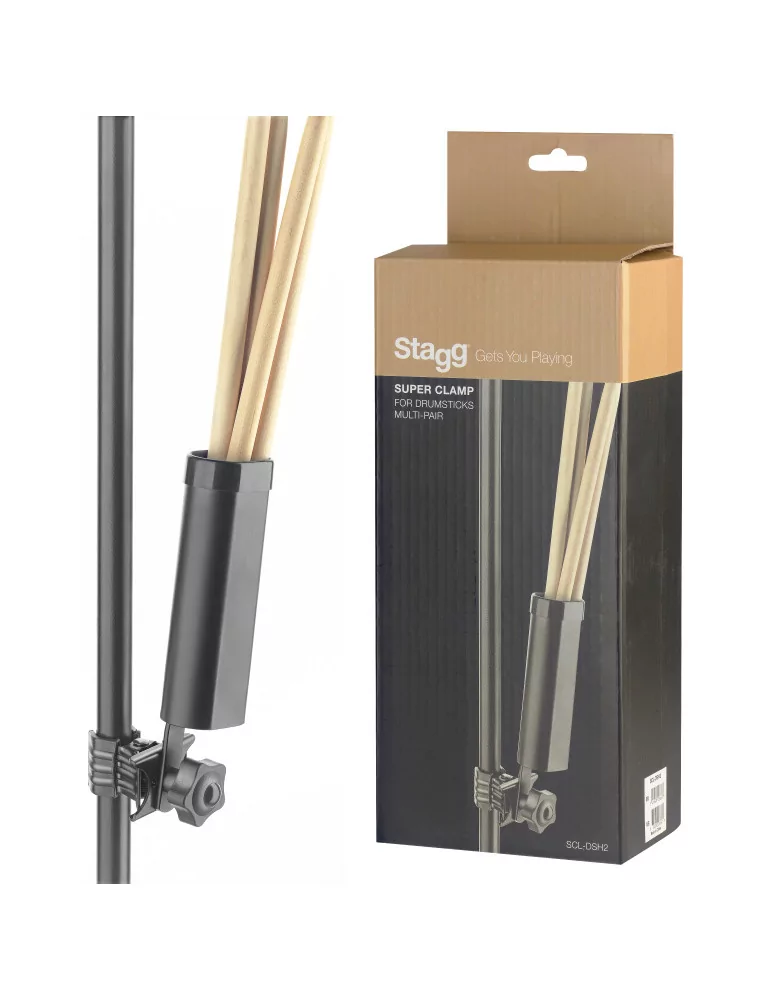  STAGG SCL-DSH2 Drumstick holder, multiple pairs, with clamp|MusicGoodDeal 