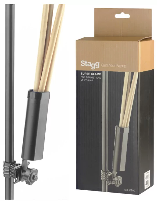  STAGG SCL-DSH2 Drumstick holder, multiple pairs, with clamp|MusicGoodDeal 