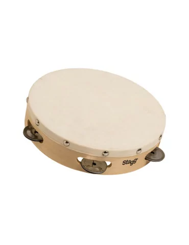  STAGG STA-1108 8" vorgestimmtes Holz-Tamburin mit genietetem Fell und 1 Reihe Schellen|MusicGoodDeal 