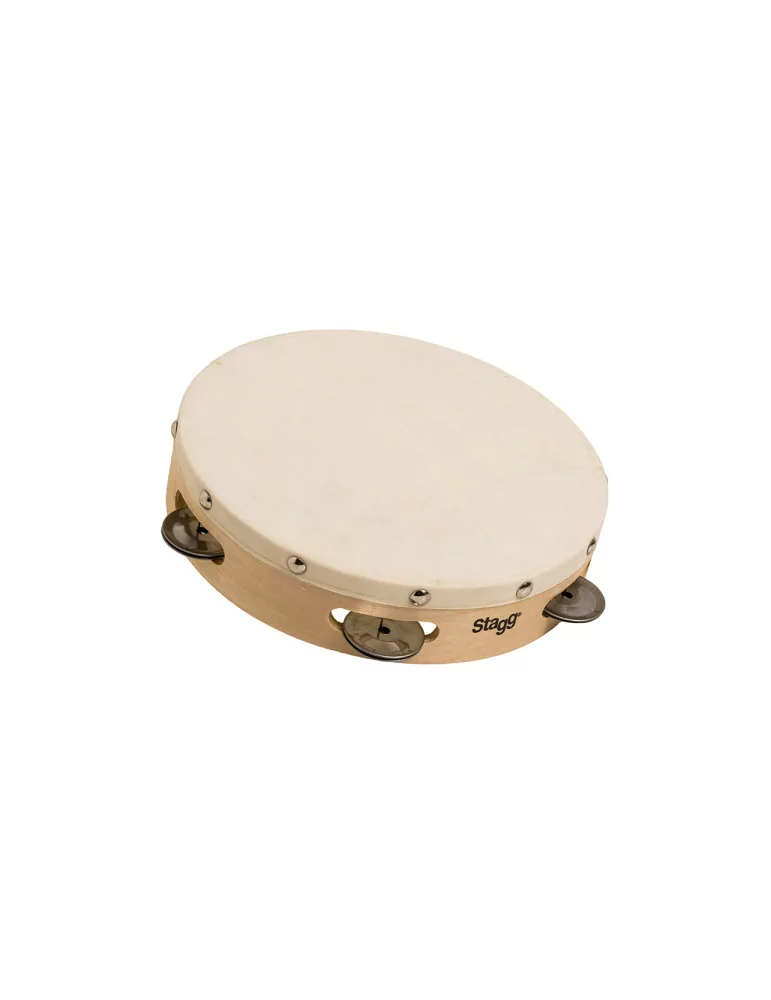  STAGG STA-1108 8" vorgestimmtes Holz-Tamburin mit genietetem Fell und 1 Reihe Schellen|MusicGoodDeal 