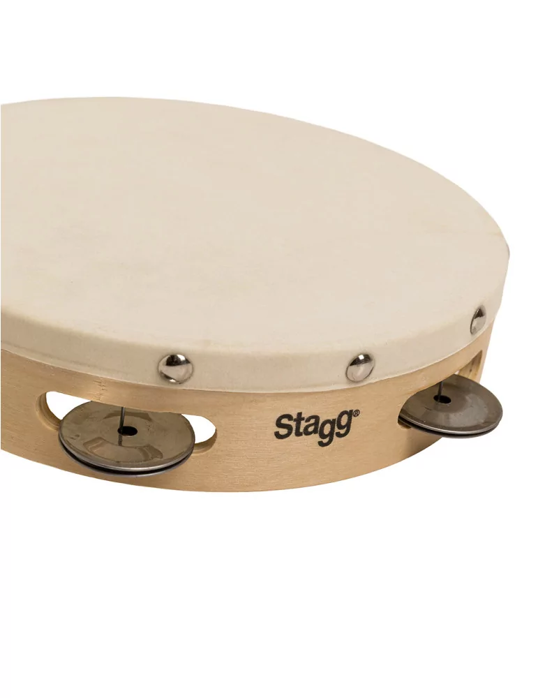  STAGG STA-1108 8" vorgestimmtes Holz-Tamburin mit genietetem Fell und 1 Reihe Schellen|MusicGoodDeal 