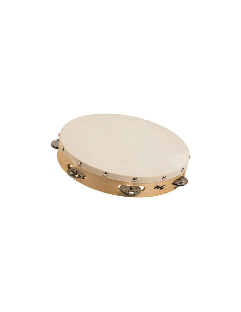  STAGG STA-1110 10" vorgestimmtes Holz-Tamburin mit genietetem Fell und 1 Reihe Schellen|MusicGoodDeal 