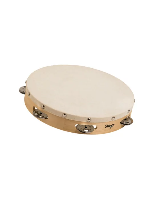 STAGG STA-1110 10" vorgestimmtes Holz-Tamburin mit genietetem Fell und 1 Reihe Schellen|MusicGoodDeal 