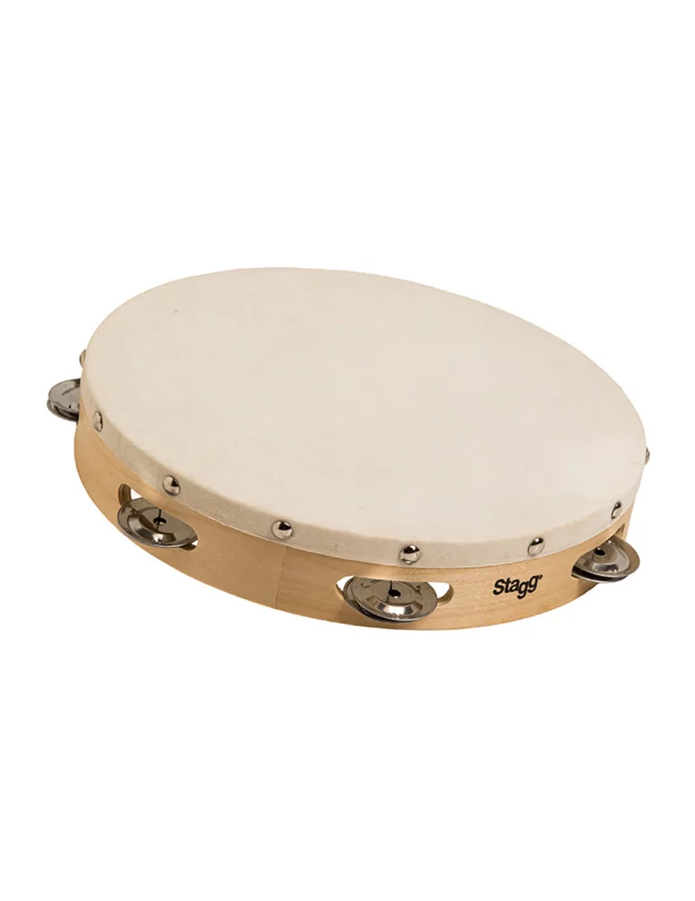  STAGG STA-1110 10" vorgestimmtes Holz-Tamburin mit genietetem Fell und 1 Reihe Schellen|MusicGoodDeal 