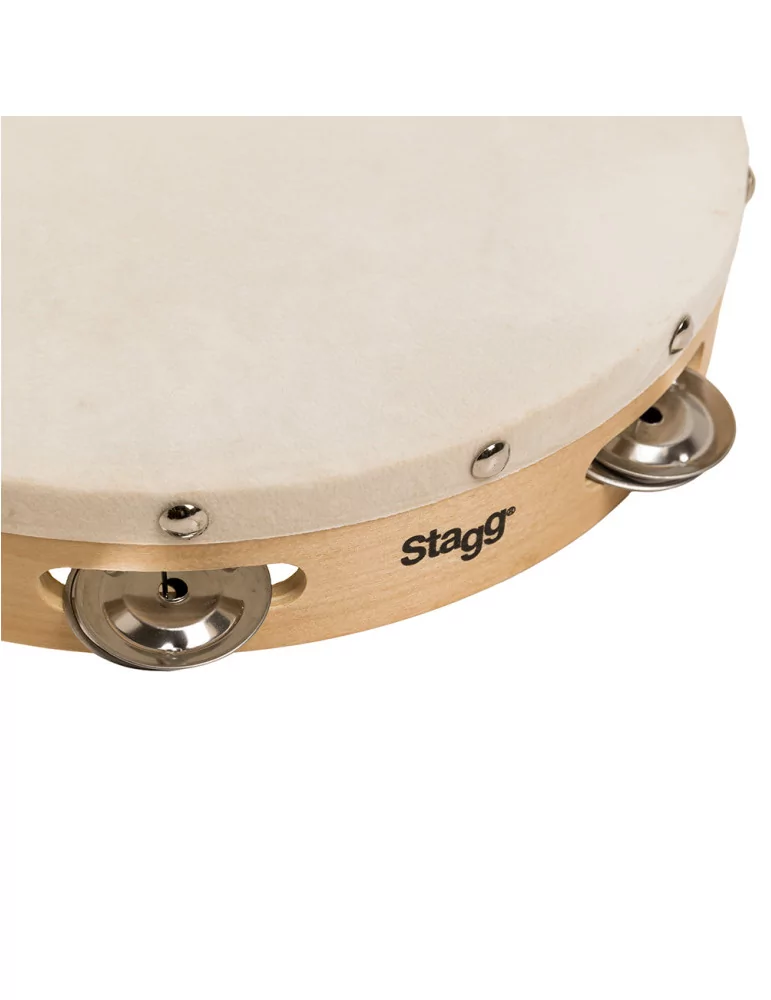  STAGG STA-1110 10" vorgestimmtes Holz-Tamburin mit genietetem Fell und 1 Reihe Schellen|MusicGoodDeal 