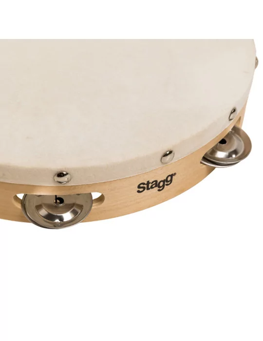  STAGG STA-1110 10" vorgestimmtes Holz-Tamburin mit genietetem Fell und 1 Reihe Schellen|MusicGoodDeal 