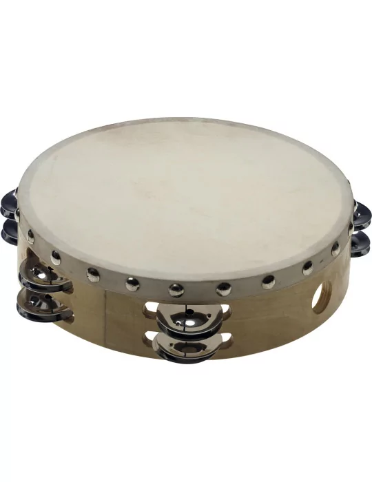  STAGG STA-1208 8" vorgestimmtes Holz-Tamburin mit genietetem Fell und 2 Reihen Schellen|MusicGoodDeal 