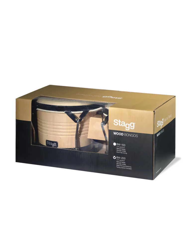 STAGG BW-200-N 7.5" und 6.5" Natural-farbige Latin Holz Bongos|MusicGoodDeal 