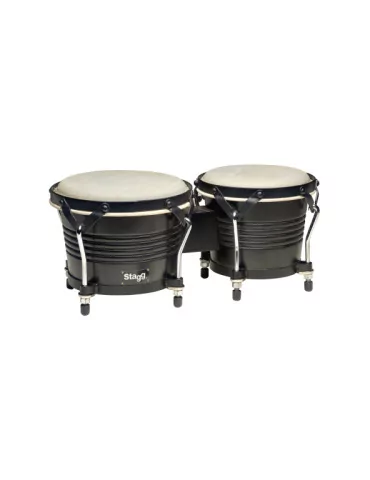  STAGG BW-200-BK 7.5" and 6.5" black Latin wood bongos|MusicGoodDeal 