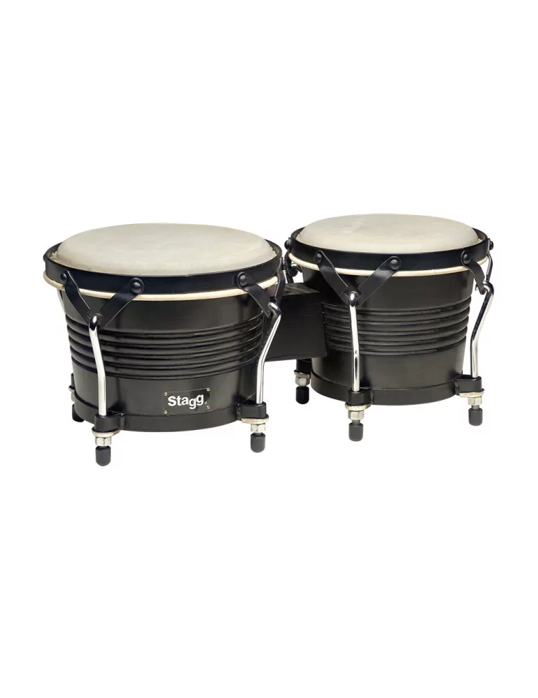  STAGG BW-200-BK 7.5" and 6.5" Schwarz Latin Holz Bongos|MusicGoodDeal 