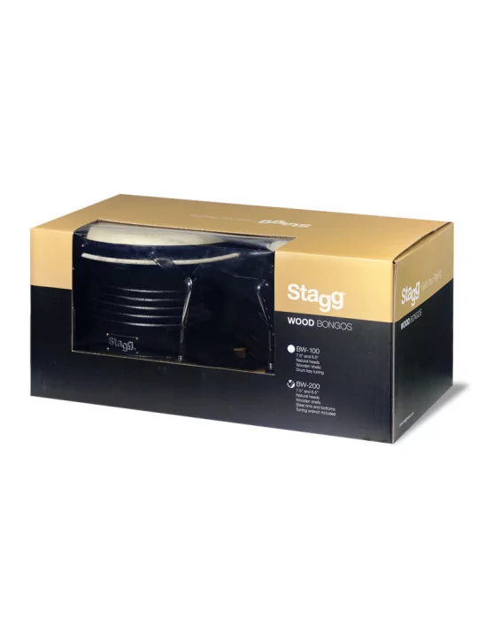  STAGG BW-200-BK 7.5" and 6.5" Schwarz Latin Holz Bongos|MusicGoodDeal 