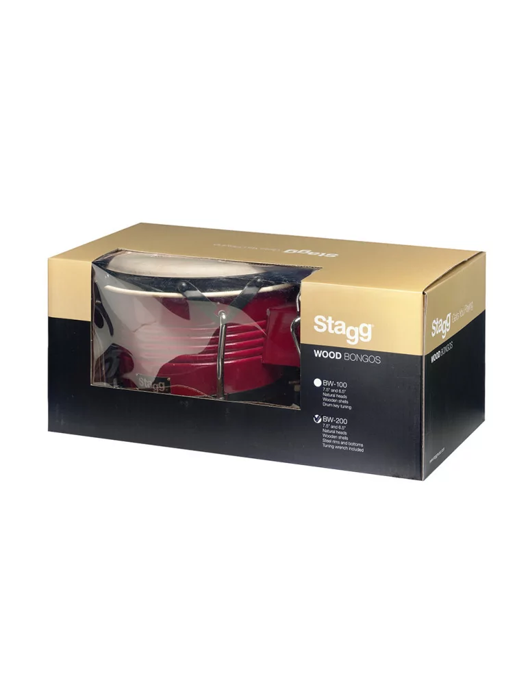  STAGG BW-200-CH 7.5" und 6.5" Wildkirsch-farbige Latin Holz Bongos|MusicGoodDeal 