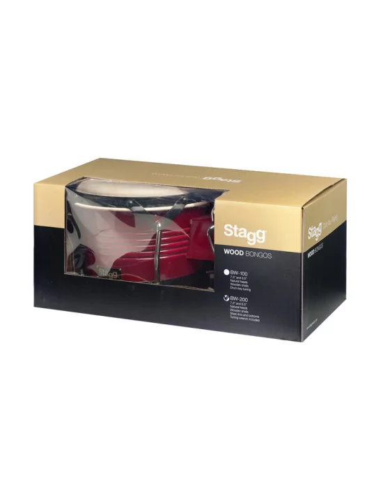  STAGG BW-200-CH 7.5" und 6.5" Wildkirsch-farbige Latin Holz Bongos|MusicGoodDeal 