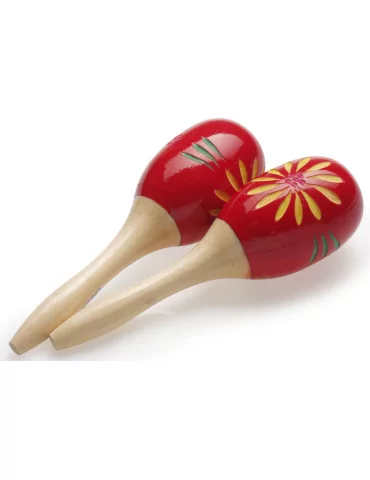  STAGG MRW-16 Paar ovaler Holz Maracas Blumen-Finish rot 16 cm (6.3")|MusicGoodDeal 