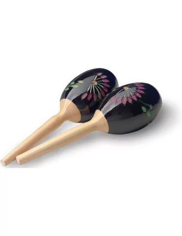  STAGG MRW-19 Paar ovaler Holz Maracas Blumen-Finish schwarz 19 cm (7.5")|MusicGoodDeal 