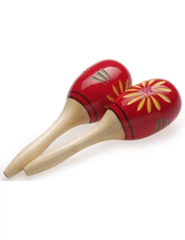  STAGG MRW-26 Paar ovaler Holz Maracas Blumen-Finish rot 26 cm (102")|MusicGoodDeal 