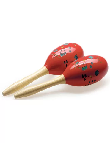  STAGG MRW-29 Paar ovaler Holz Maracas Blumen-Finish rot 28 cm (11")|MusicGoodDeal 