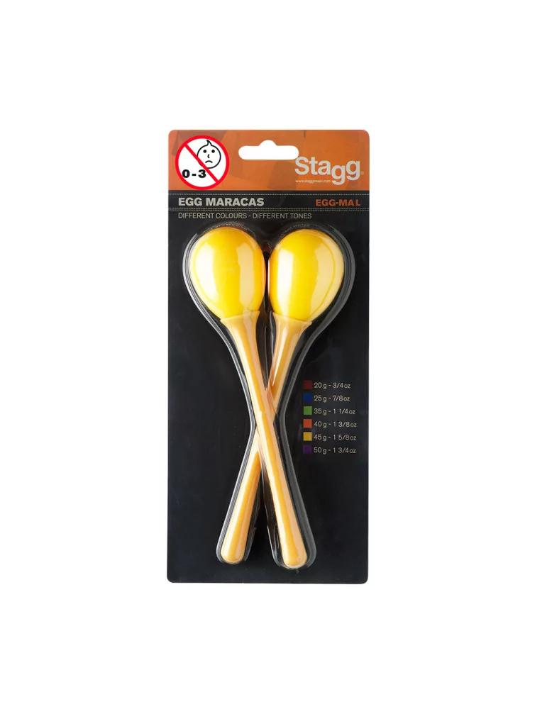  STAGG EGG-MA L/YW Maracas (Paar) Kunststoff eiförmig m. langem Griff|MusicGoodDeal 