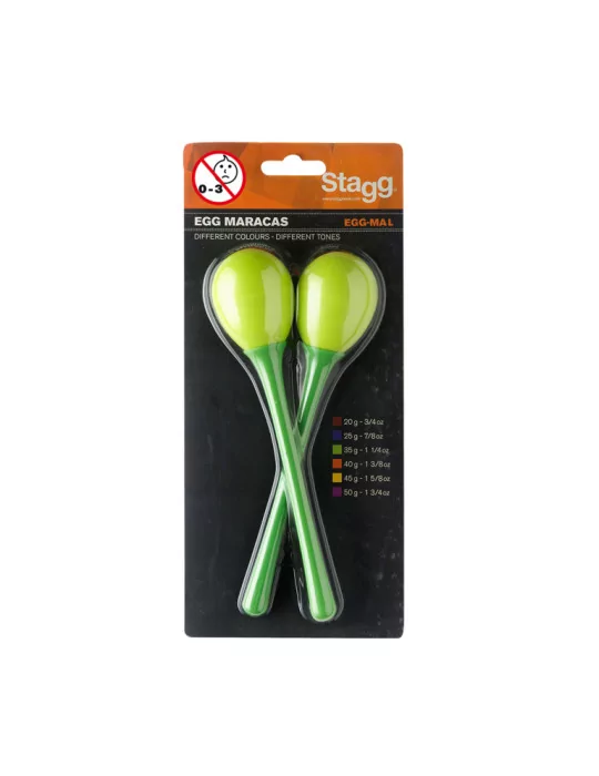  STAGG EGG-MA L/GR Maracas (Paar) Kunststoff eiförmig m. langem Griff|MusicGoodDeal 