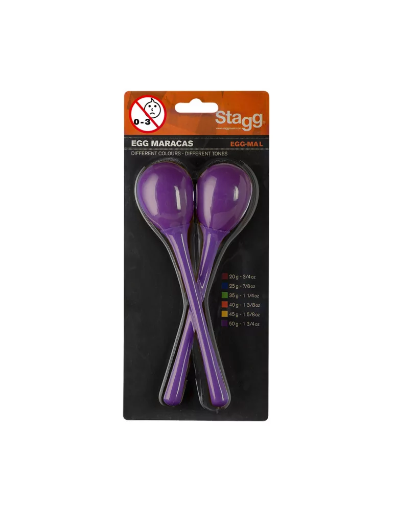  STAGG EGG-MA L/PP Maracas (Paar) Kunststoff eiförmig m. langem Griff|MusicGoodDeal 