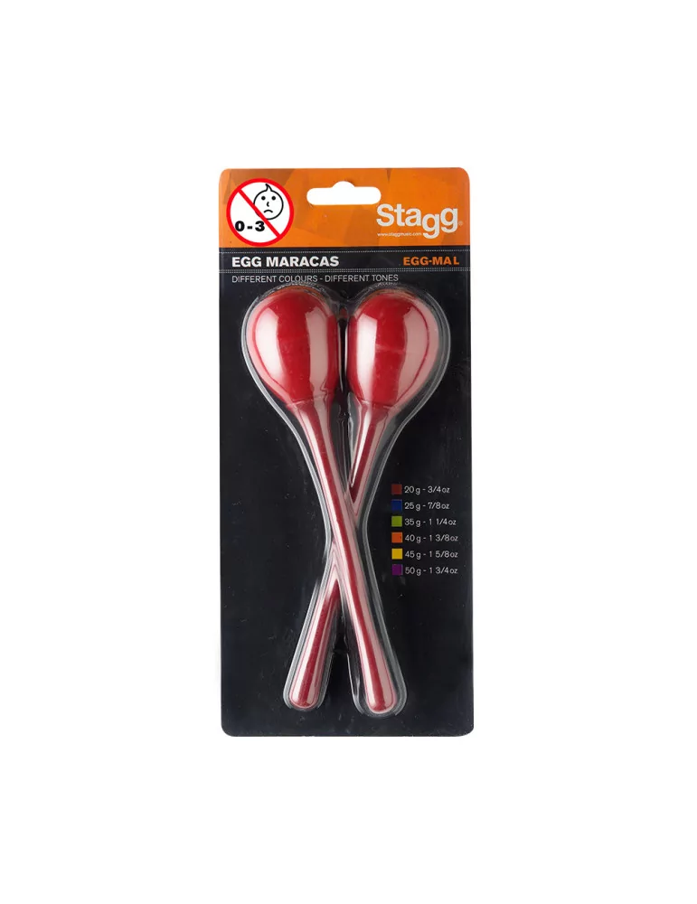  STAGG EGG-MA L/RD Maracas (Paar) Kunststoff eiförmig m. langem Griff|MusicGoodDeal 