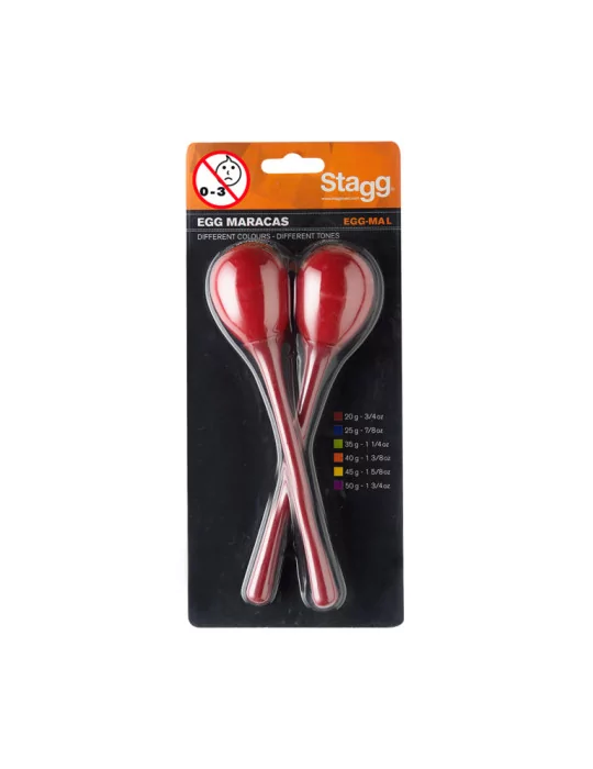  STAGG EGG-MA L/RD Maracas (Paar) Kunststoff eiförmig m. langem Griff|MusicGoodDeal 