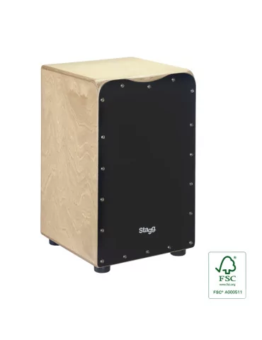  STAGG CAJ-50M-BK Standard-Größe Birken-Cajon mit Frontplatten-Finish in schwarz|MusicGoodDeal 