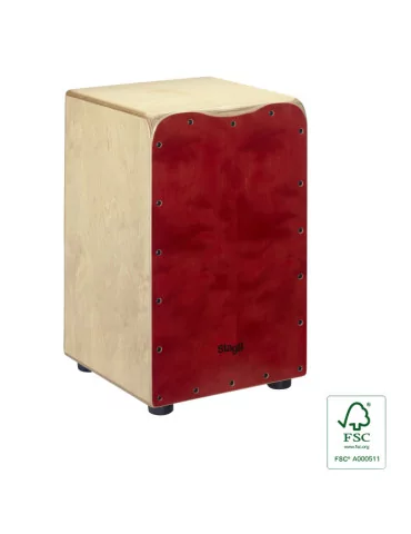  STAGG CAJ-50M-RD Standard-Größe Birken-Cajon mit Frontplatten-Finish in rot|MusicGoodDeal 