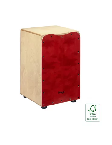 STAGG CAJ-50M-RD Standard-Größe Birken-Cajon mit Frontplatten-Finish in rot|MusicGoodDeal  2
