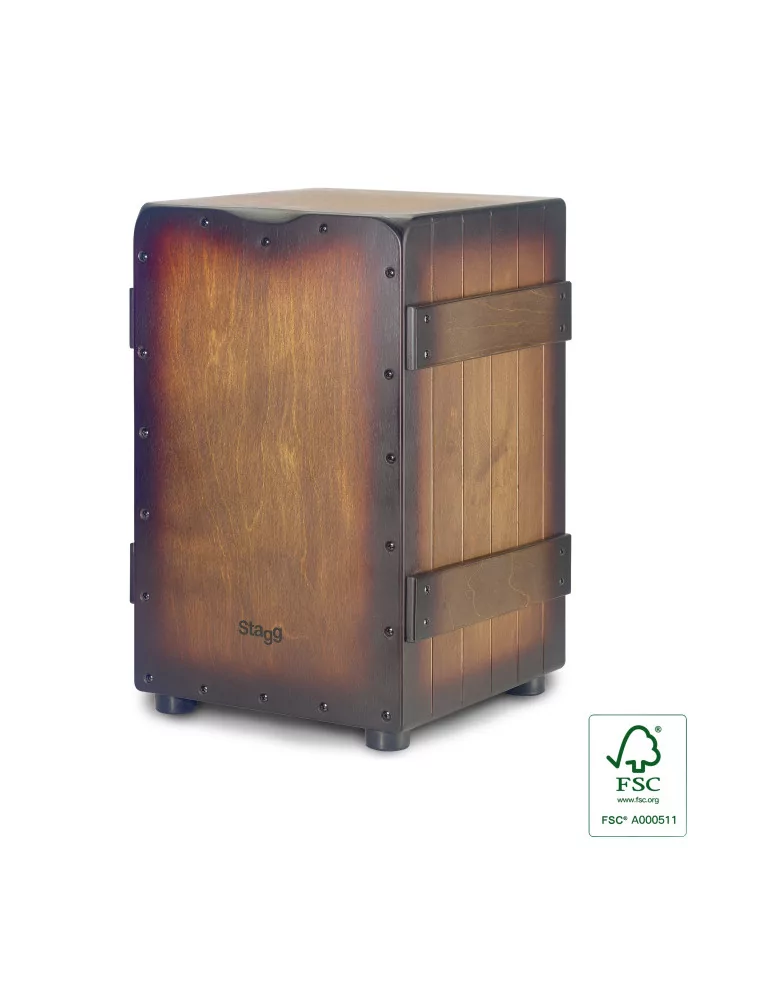  STAGG CAJ-CRATE-SBB Standard-Größe Lattenkisten-Cajon Sunburst Braun Finish|MusicGoodDeal 