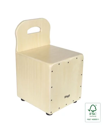  STAGG CAJ-KID-N Lindenholz Kinder-Cajon mit EasyGo-Rückenlehne natural-farbige Frontplatte|MusicGoodDeal 