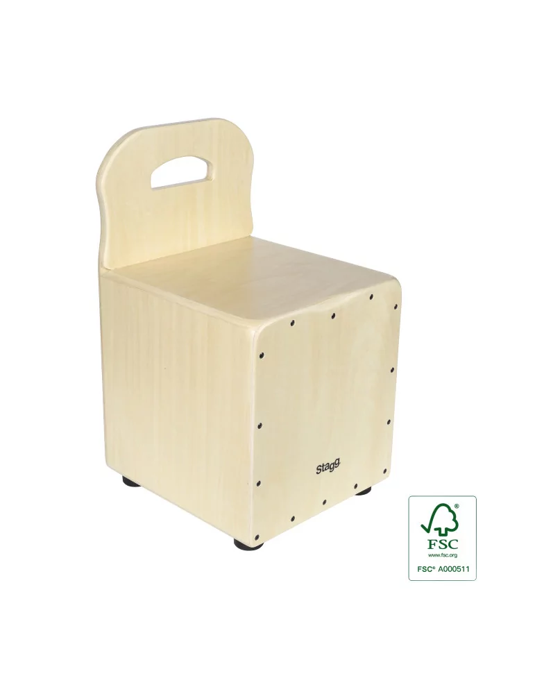  STAGG CAJ-KID-N Lindenholz Kinder-Cajon mit EasyGo-Rückenlehne natural-farbige Frontplatte|MusicGoodDeal 