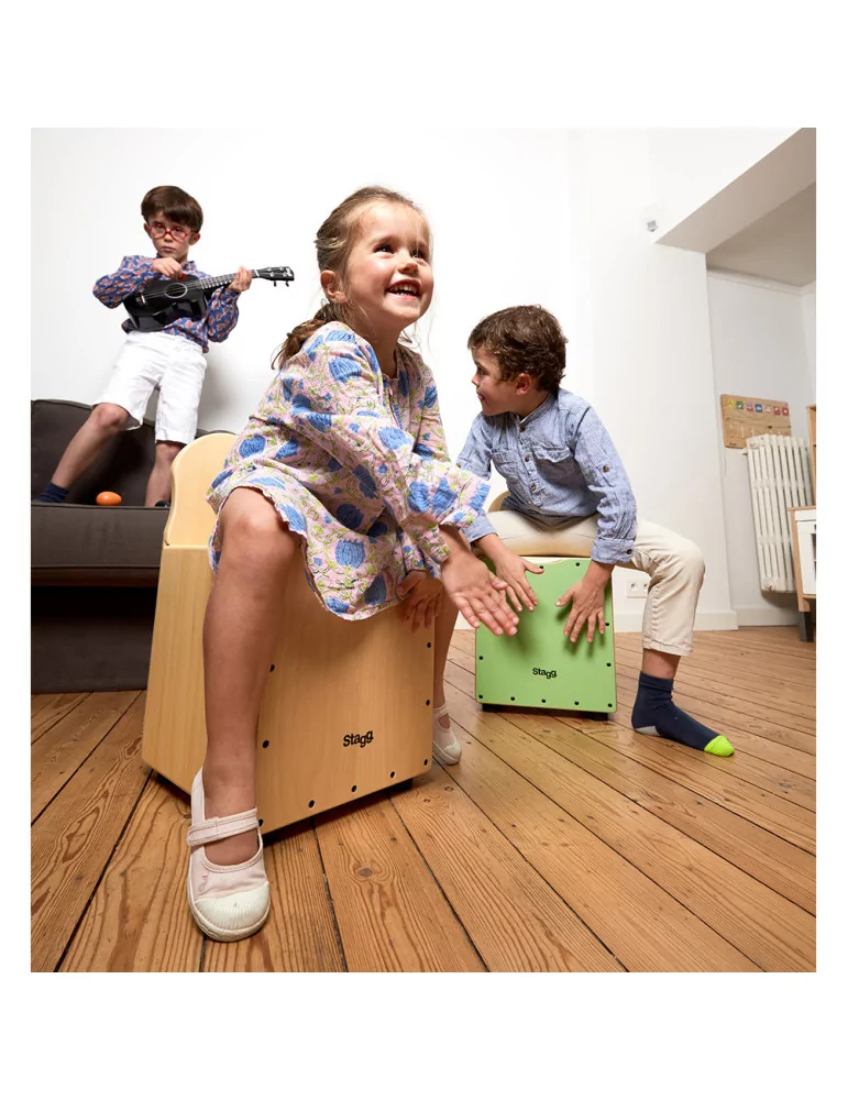  STAGG CAJ-KID-N Lindenholz Kinder-Cajon mit EasyGo-Rückenlehne natural-farbige Frontplatte|MusicGoodDeal 