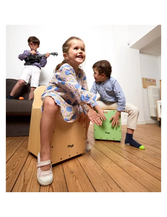  STAGG CAJ-KID-N Lindenholz Kinder-Cajon mit EasyGo-Rückenlehne natural-farbige Frontplatte|MusicGoodDeal 