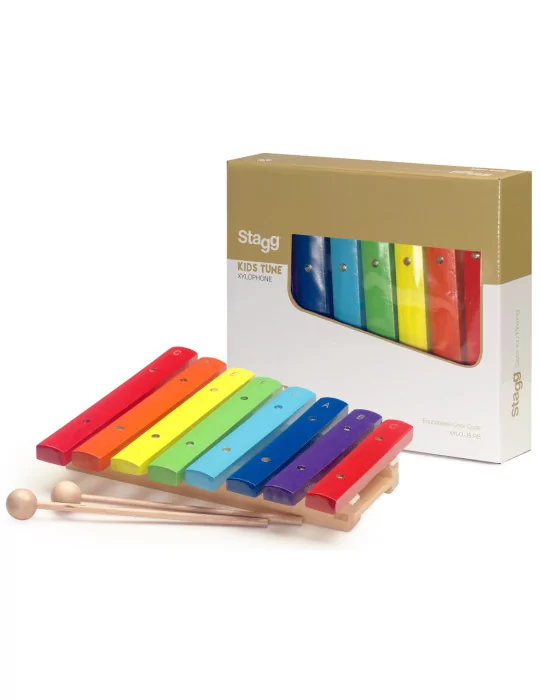  STAGG XYLO-J8 RB Xilófono con 8 palas de diferentes colores y dos mazos de madera|MusicGoodDeal 