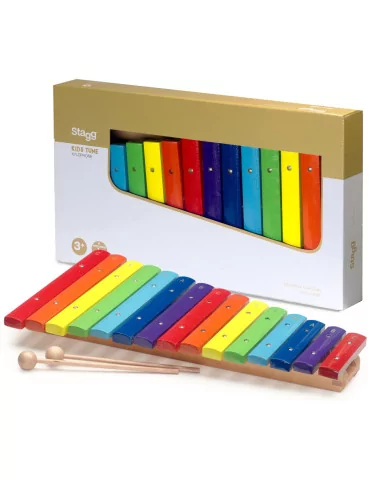  STAGG XYLO-J15 RB Xylophone with 15 colour-coded keys and two wooden mallets|MusicGoodDeal 