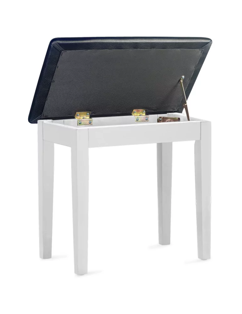  STAGG PBF23 WHM SBK Banco de piano, blanco mate, con bola de skai negra y compartimento para partituras|MusicGoodDeal 