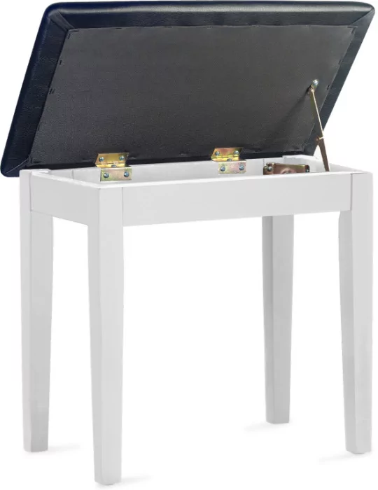  STAGG PBF23 WHM SBK Banco de piano, blanco mate, con bola de skai negra y compartimento para partituras|MusicGoodDeal 