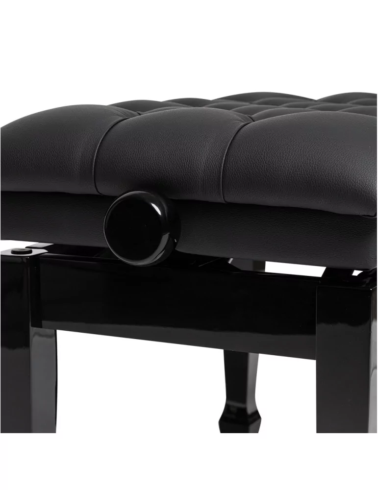  STAGG PBH 850 BKP SBK Highgloss black concert hydraulic piano bench with fireproof black vinyl top|MusicGoodDeal 