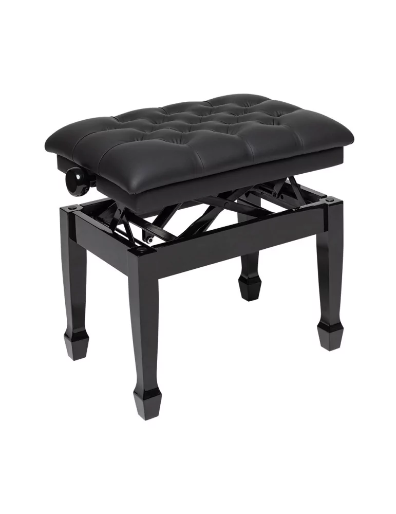  STAGG PBH 850 BKP SBK Highgloss black concert hydraulic piano bench with fireproof black vinyl top|MusicGoodDeal 