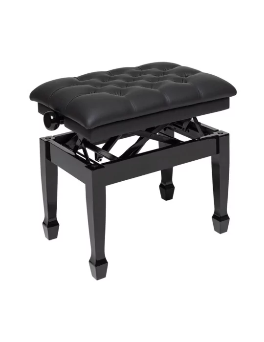  STAGG PBH 850 BKP SBK Highgloss black concert hydraulic piano bench with fireproof black vinyl top|MusicGoodDeal 